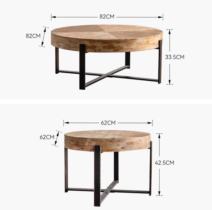 FARRELL Rustic Farmhouse Round Coffee Table