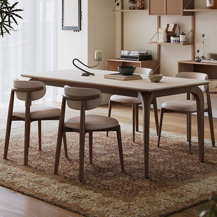 YONAS Modern Travertine Dining Table