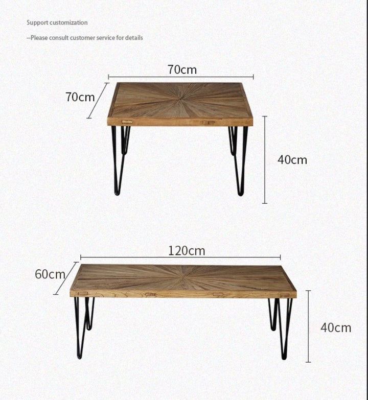 BRANDT Rustic Elm Wood Rectangular Coffee Table