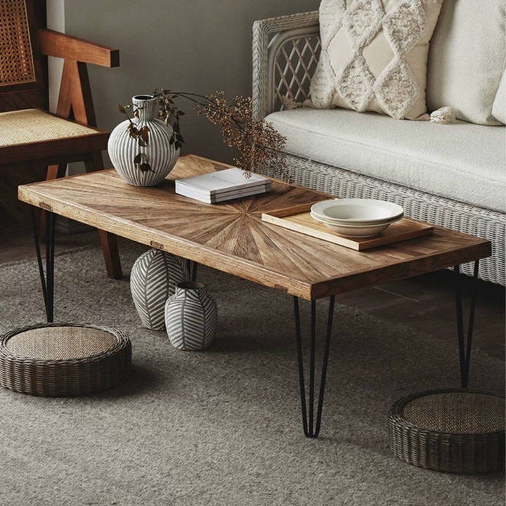 BRANDT Rustic Elm Wood Rectangular Coffee Table