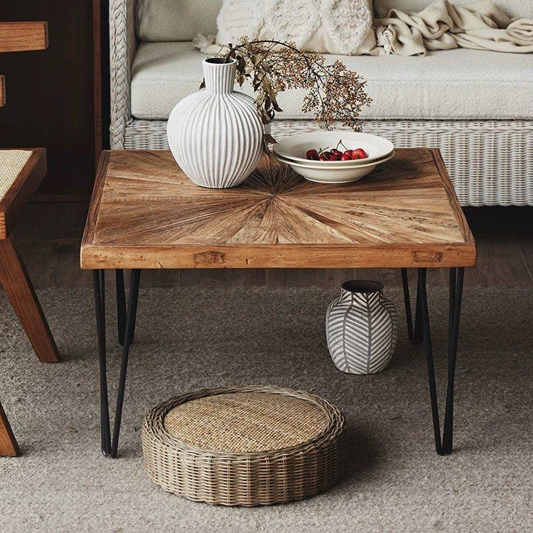 BRANDT Rustic Elm Wood Rectangular Coffee Table