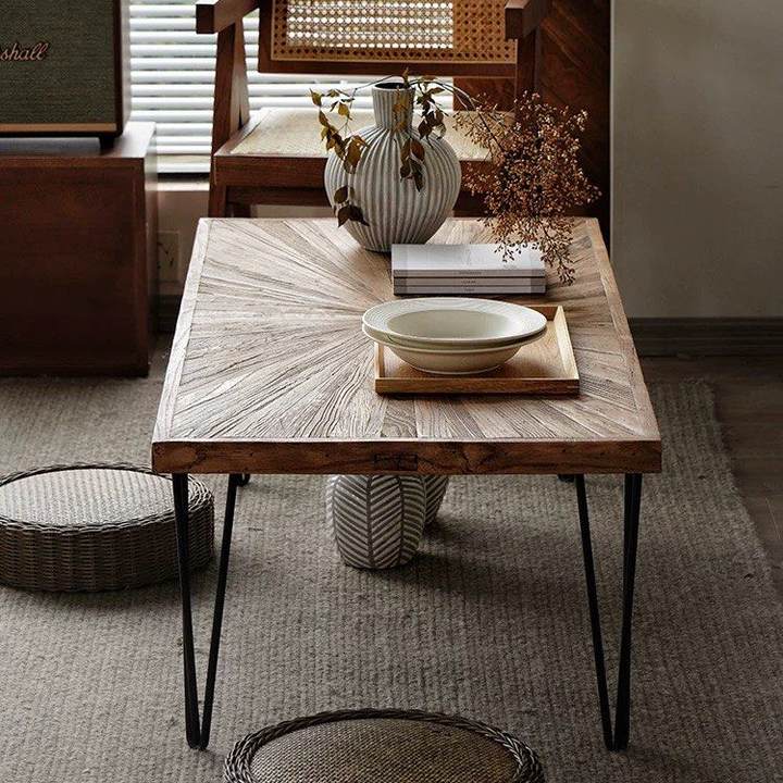 BRANDT Rustic Elm Wood Rectangular Coffee Table