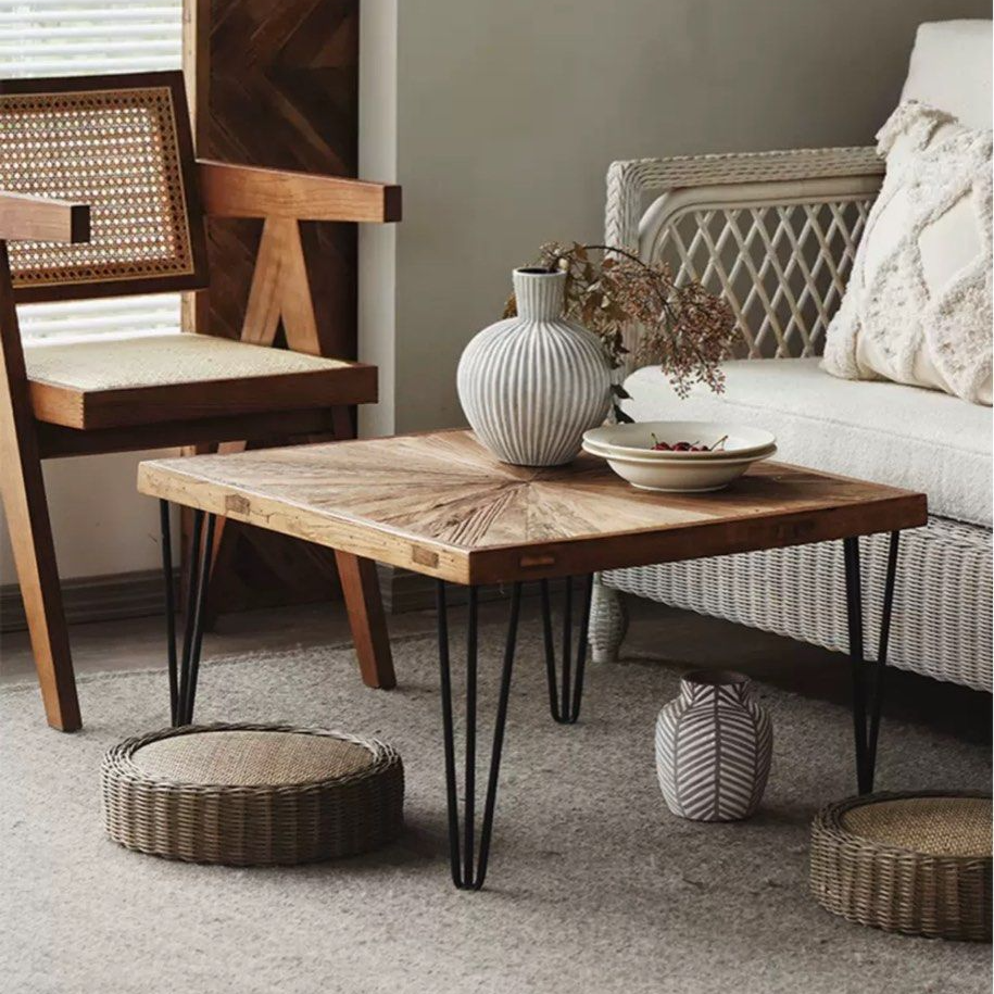 BRANDT Rustic Elm Wood Rectangular Coffee Table