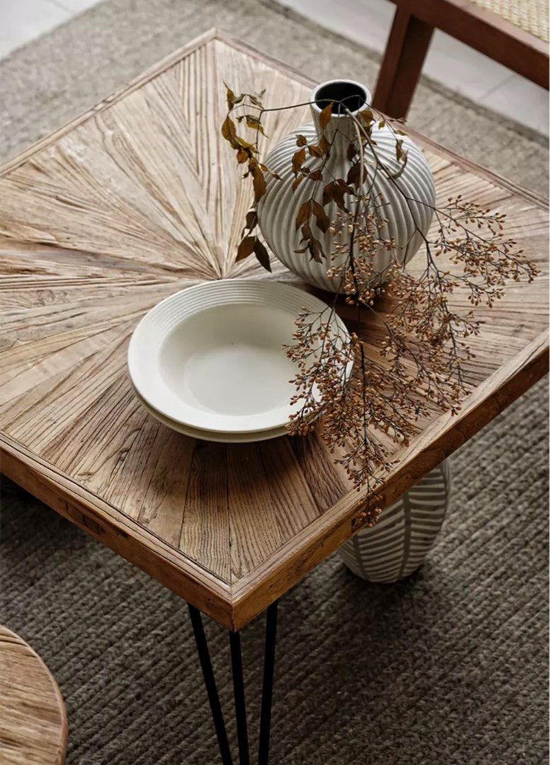 BRANDT Rustic Elm Wood Rectangular Coffee Table