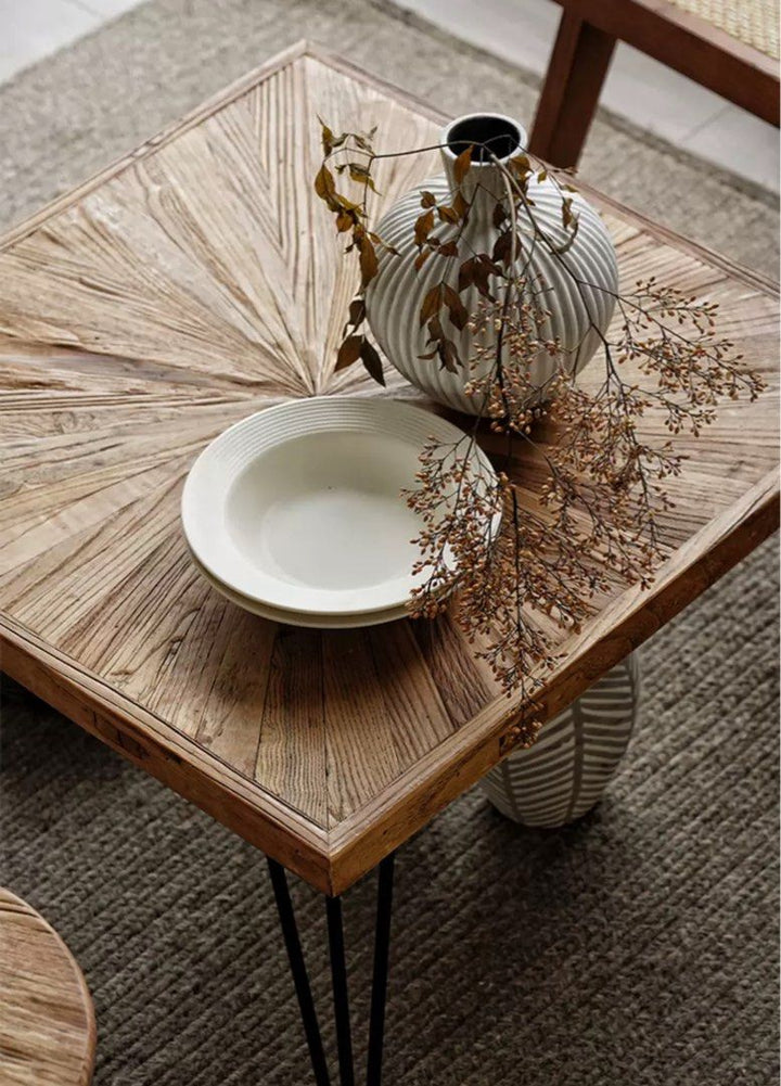 BRANDT Rustic Elm Wood Rectangular Coffee Table
