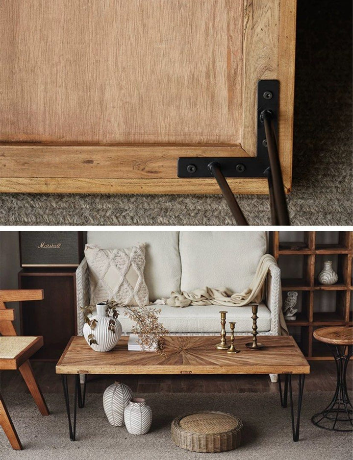 BRANDT Rustic Elm Wood Rectangular Coffee Table