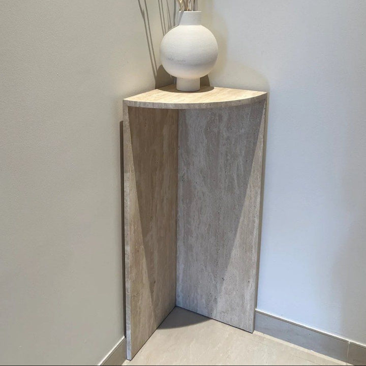 MEIRES Travertine Corner Table