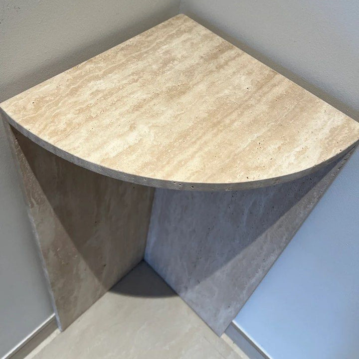MEIRES Travertine Corner Table