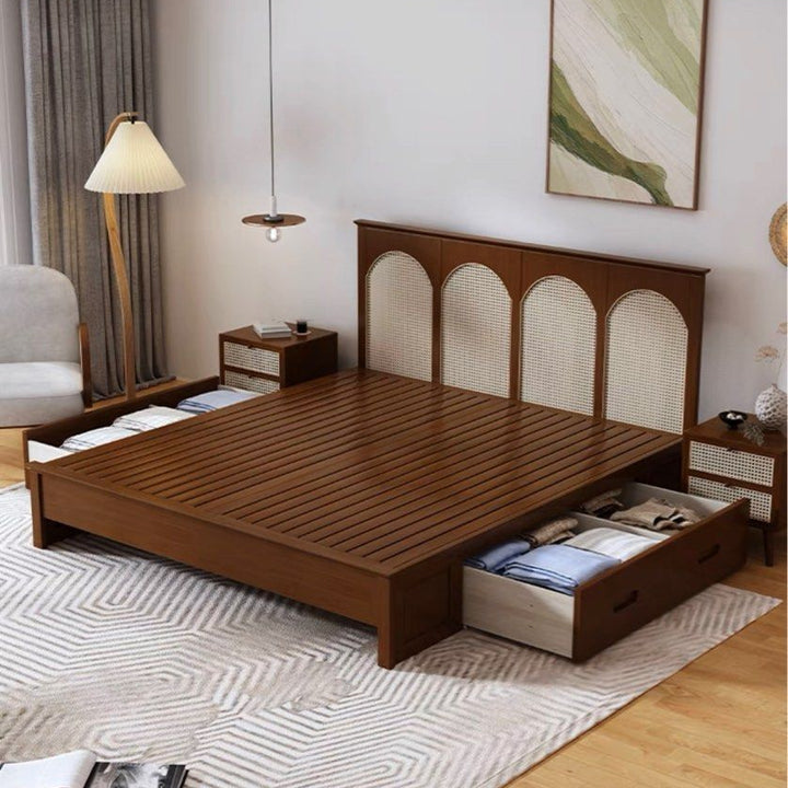 MENADE Rustic Bedframe With Storage