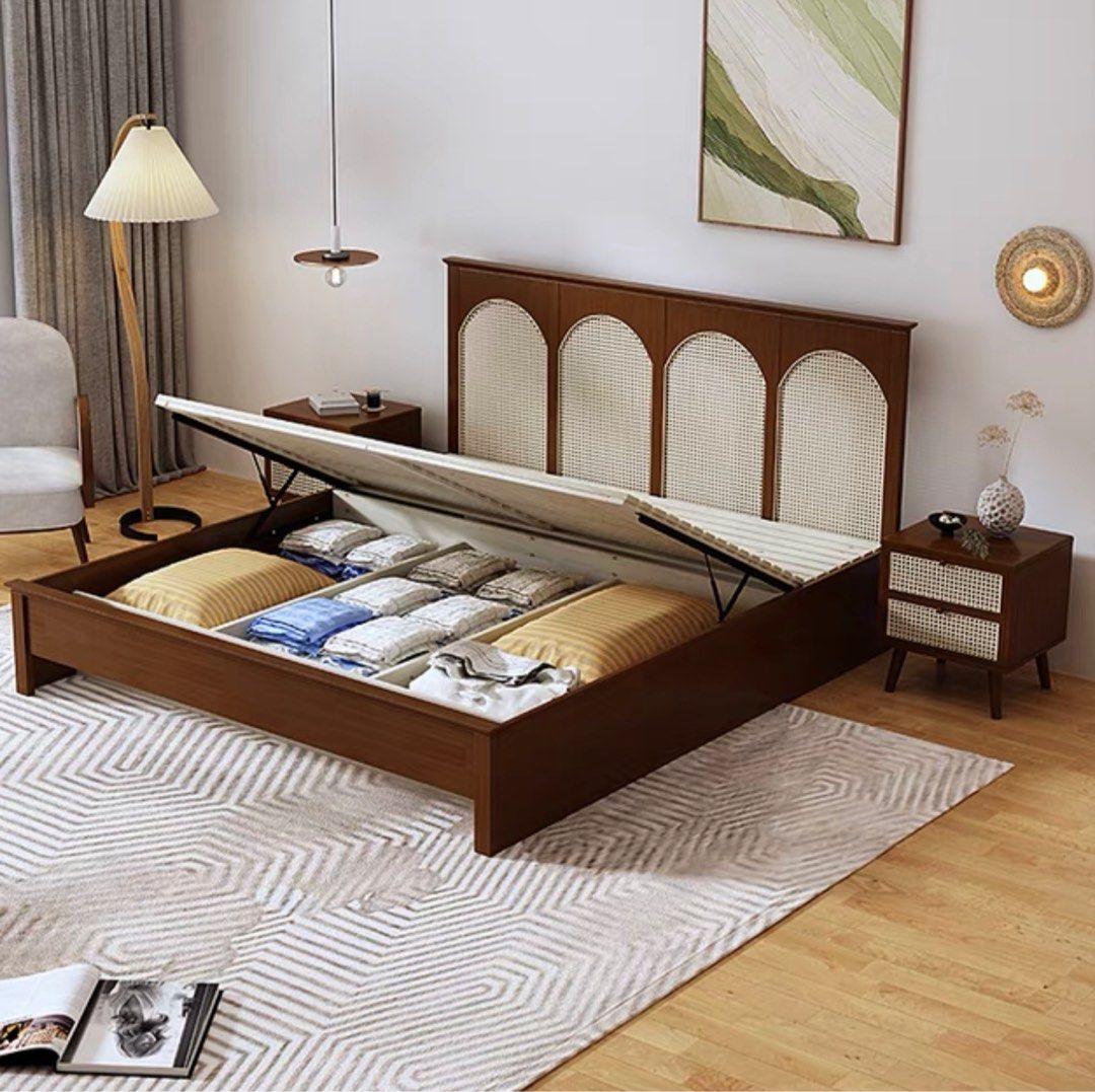 MENADE Rustic Bedframe With Storage