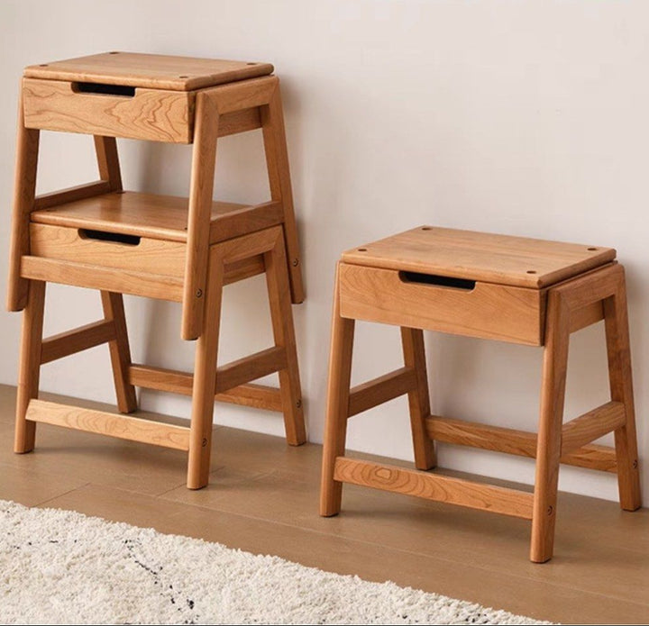 ZAYNE Stackable Solid Wood Stool Storage