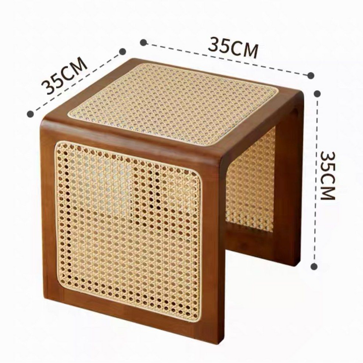 PETYR Rustic Rattan Side Table / Stool