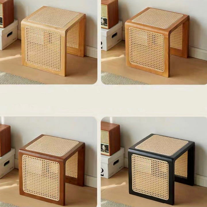 PETYR Rustic Rattan Side Table / Stool