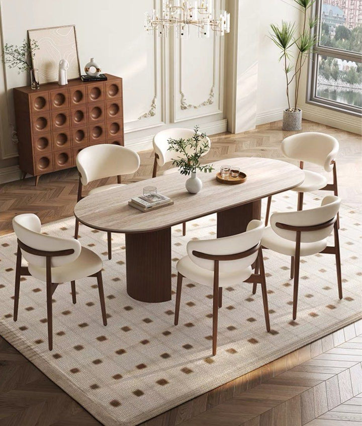 LORA Modern Travertine Dining Table