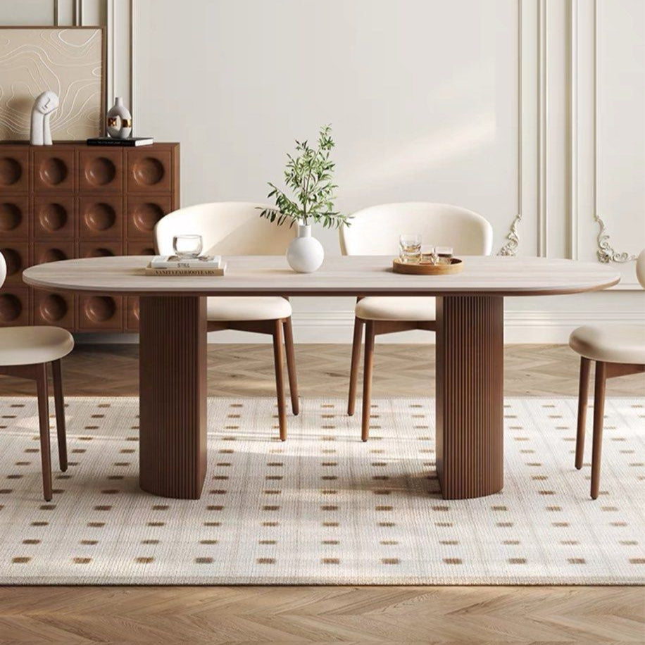 LORA Modern Travertine Dining Table