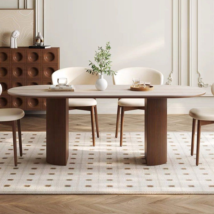 LORA Modern Travertine Dining Table