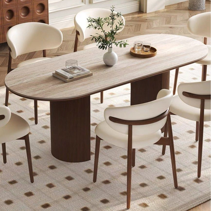 LORA Modern Travertine Dining Table