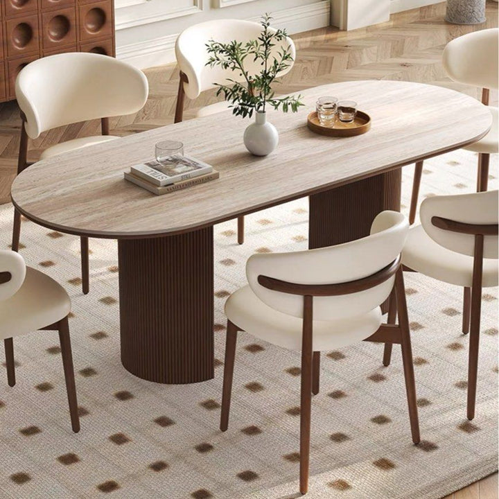 LORA Modern Travertine Dining Table