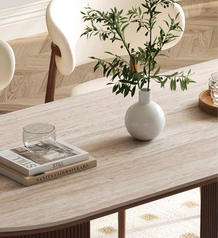LORA Modern Travertine Dining Table
