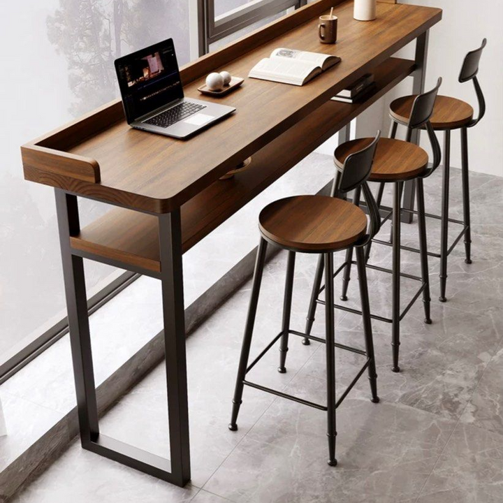 KOZIAN Rustic Solid Wood Bar Table & Stools