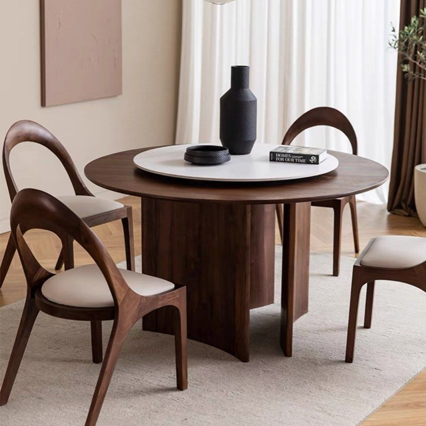 FRANCO Modern Dining Table with Lazy Susan and Chair