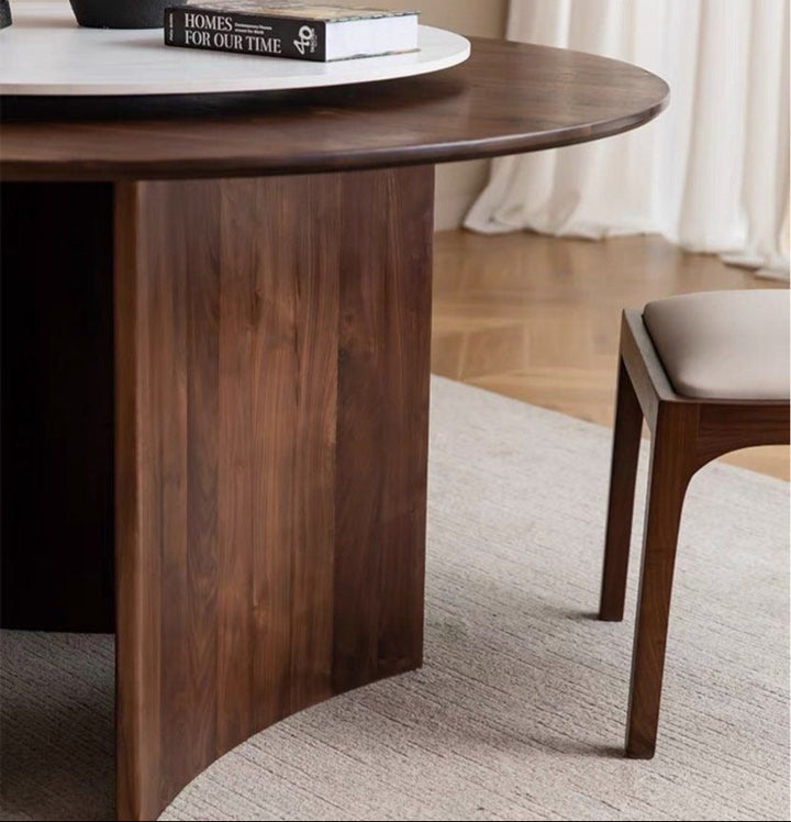 FRANCO Modern Dining Table with Lazy Susan and Chair