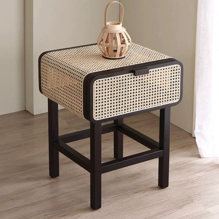 VON Rustic Rattan Bedside Table