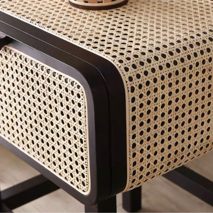 VON Rustic Rattan Bedside Table