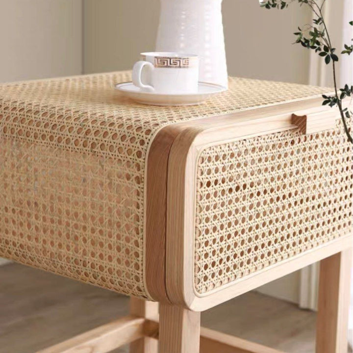 VON Rustic Rattan Bedside Table