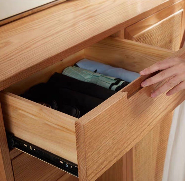 OFELIA Japandi Solid Wood Shoe Cabinet With Bench