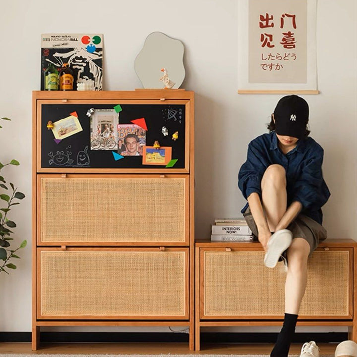 OFRE Solid Wood Ultra Thin Shoe Cabinet