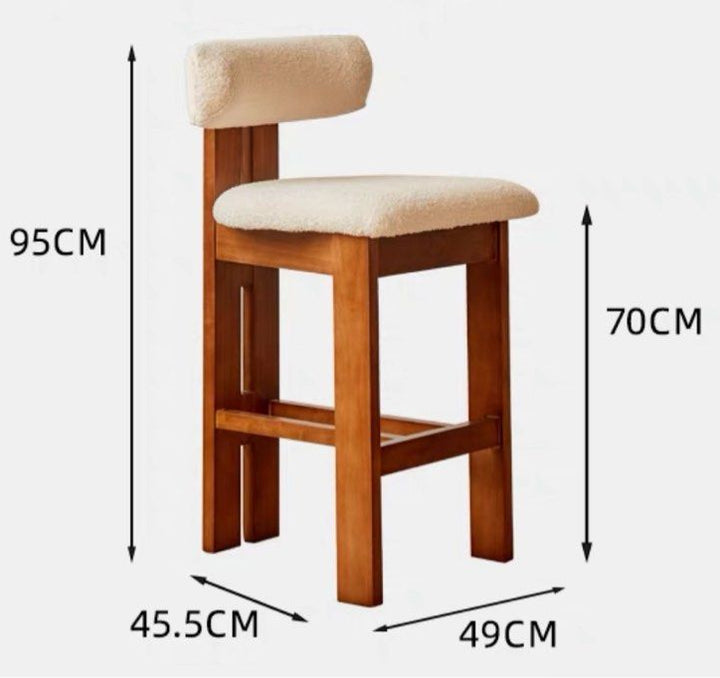 GALWAY Modern Solid Wood Boucle Bar Stool
