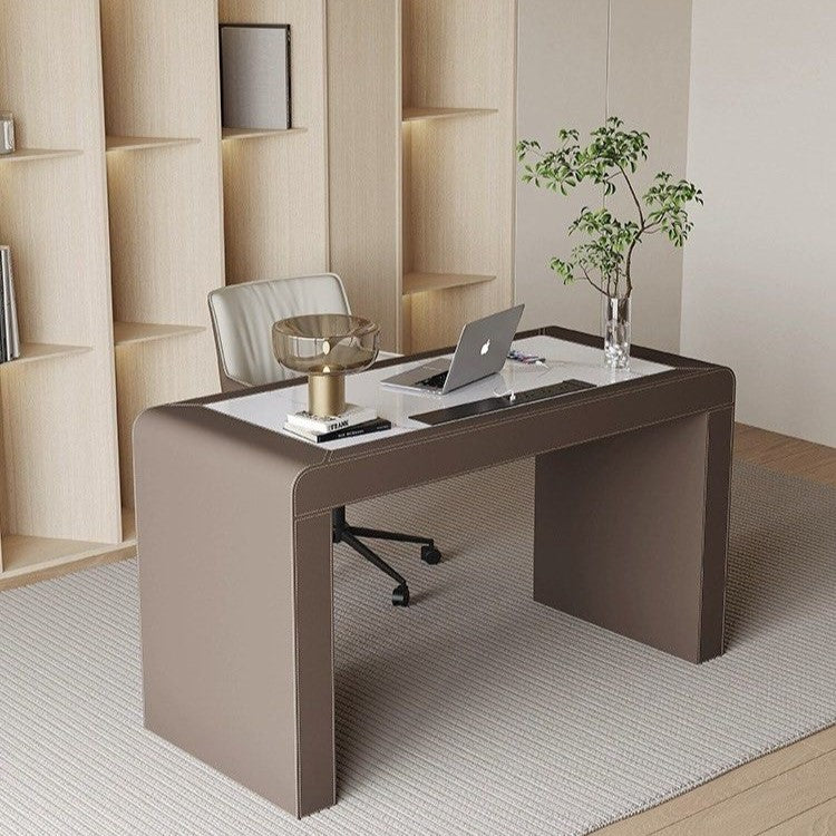 EAMON Modern Saddle Leather Study Desk