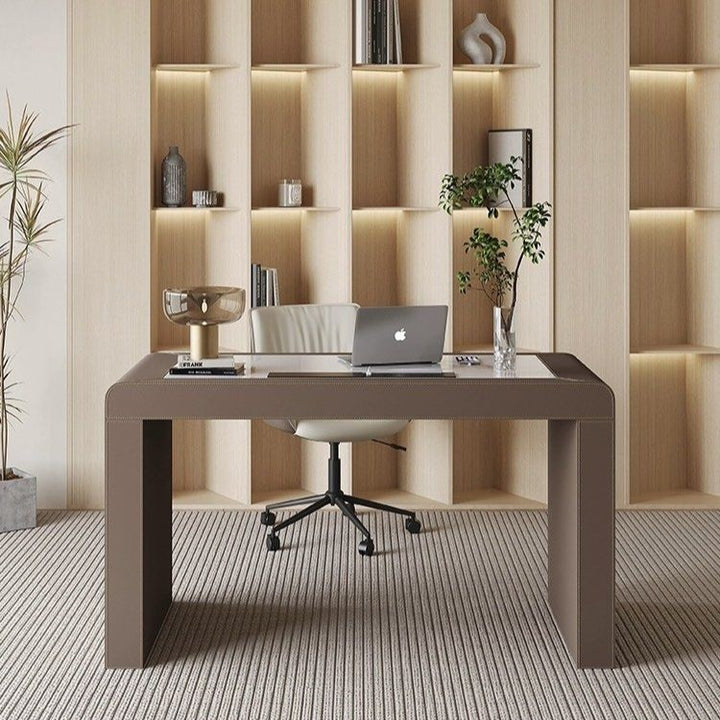 EAMON Modern Saddle Leather Study Desk