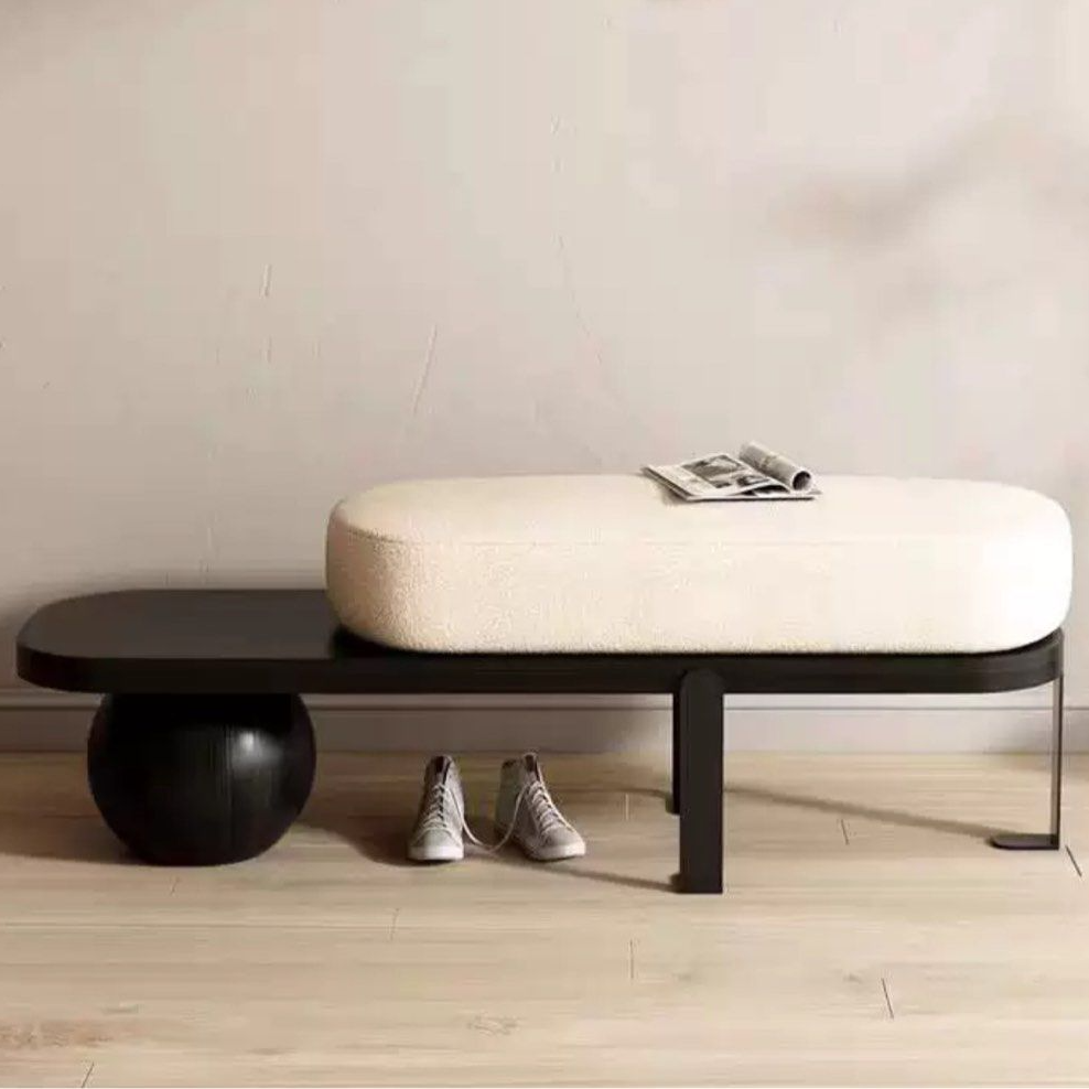 RASHAWN Modern Solid Wood Boucle Bench