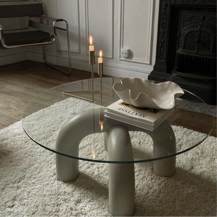 VARSI Modern Round Glass Coffee Table