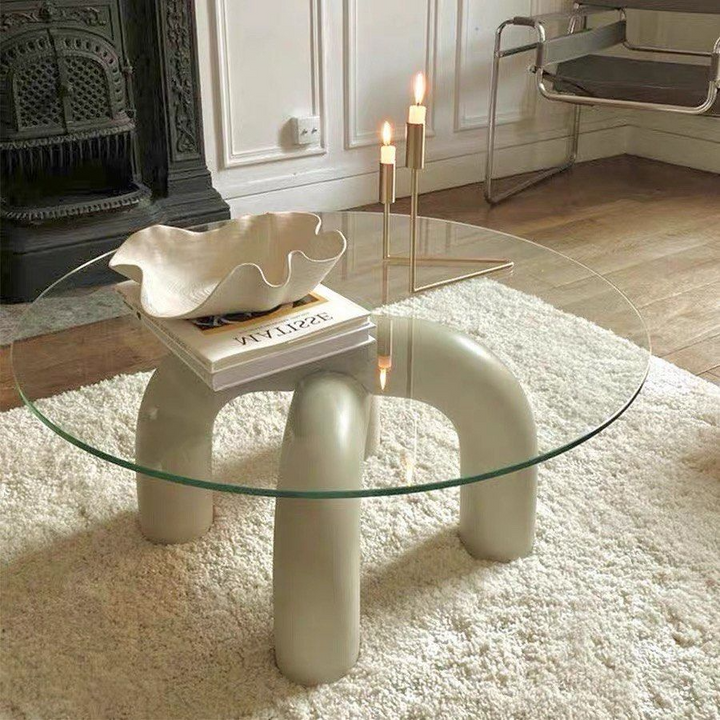 VARSI Modern Round Glass Coffee Table