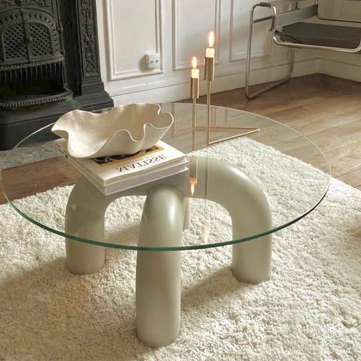 VARSI Modern Round Glass Coffee Table