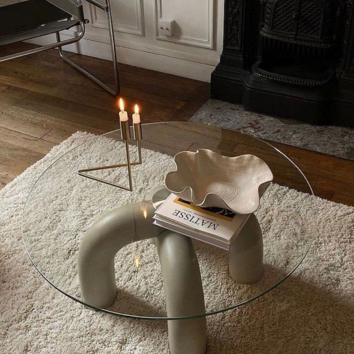 VARSI Modern Round Glass Coffee Table