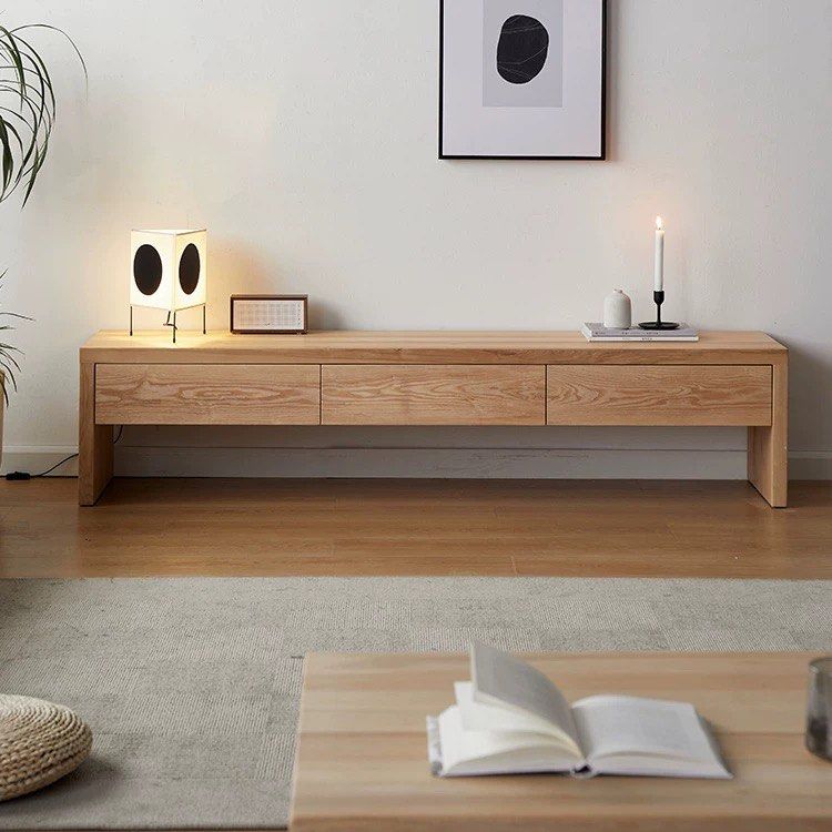 STECHI Modern Solid Oak Wood TV Console