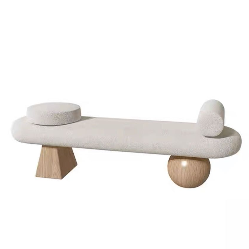 BEATRIX Modern Boucle Wood Bench