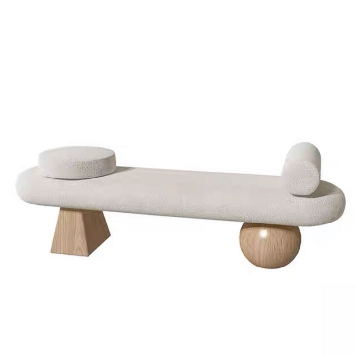 BEATRIX Modern Boucle Wood Bench