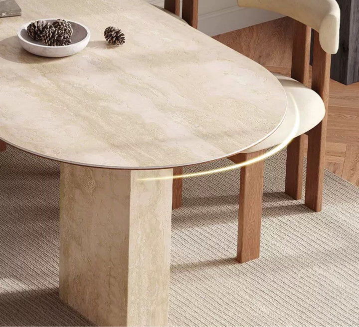 BILLIE Modern Travertine Dining Table
