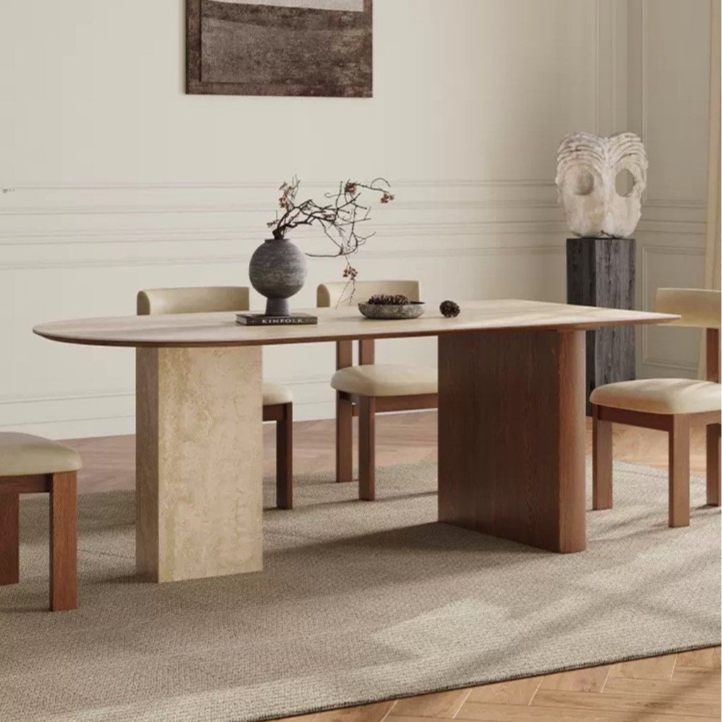 BILLIE Modern Travertine Dining Table
