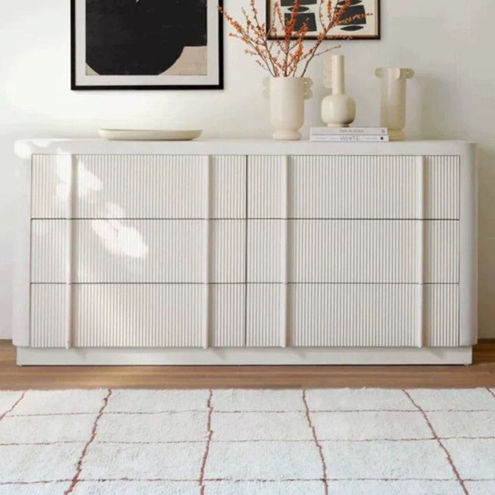 SAE Modern Fluted Solid Wood Chest Of Drawers