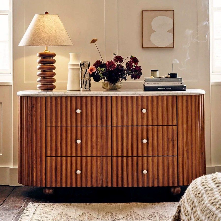 ARIEL Modern Fluted Solid Wood Chest Of Drawers