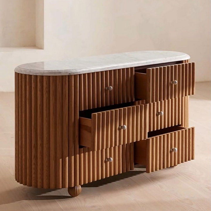 ARIEL Modern Fluted Solid Wood Chest Of Drawers