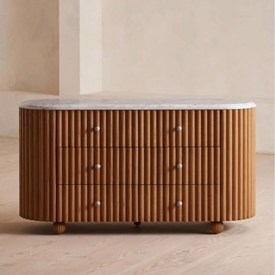 ARIEL Modern Fluted Solid Wood Chest Of Drawers