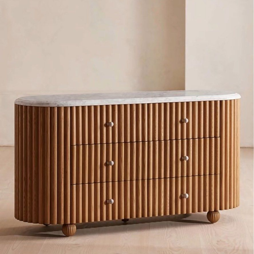 ARIEL Modern Fluted Solid Wood Chest Of Drawers