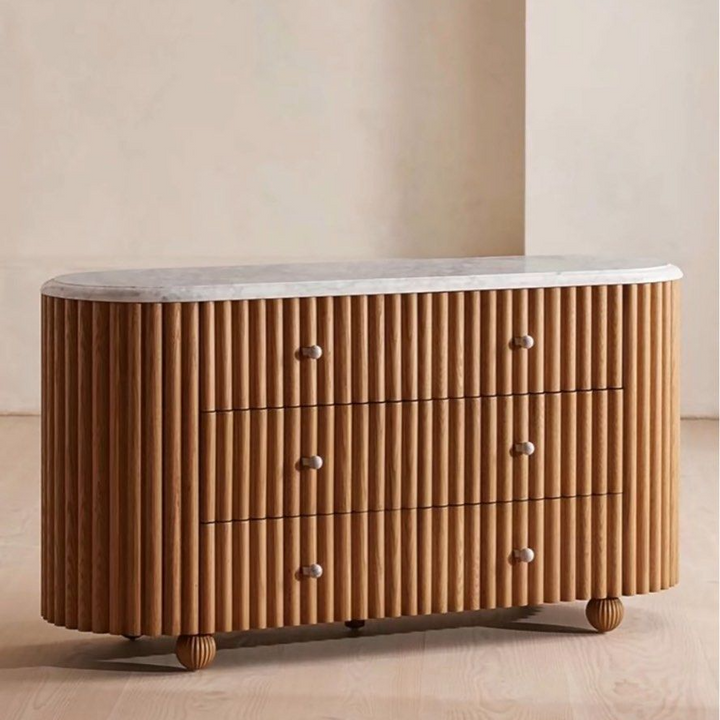 ARIEL Modern Fluted Solid Wood Chest Of Drawers
